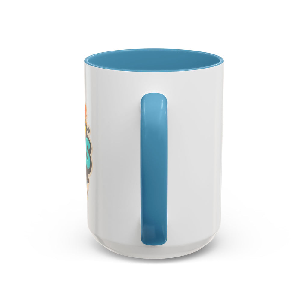 Side view of Ceramic Coffee Mug featuring N&M's Café design, highlighting its ergonomic handle for comfortable sipping.